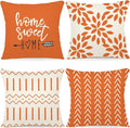 YCOLL Fall Pillow Covers 20x20 Set of 4, Modern Sofa Throw Pillow Cover for Fall Decor, Decorative Outdoor Linen Fabric Pillow Case for Couch Bed Car, Orange