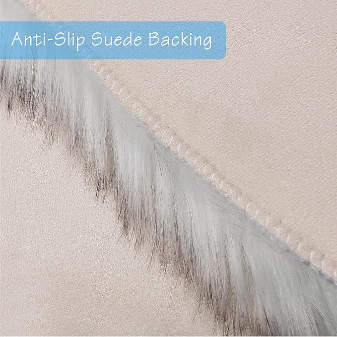 duduta White Black Faux Sheepskin Runner Rugs 2x6 ft, Fluffy Shag Bedroom Rug Fur Couch Sofa Covers Washable