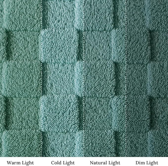 Exclusivo Mezcla Queen Size Flannel Fleece Blanket, Super Soft and Warm Lightweight Checkered Pattern Blankets for All Seasons, 90x90 Inches, Celadon