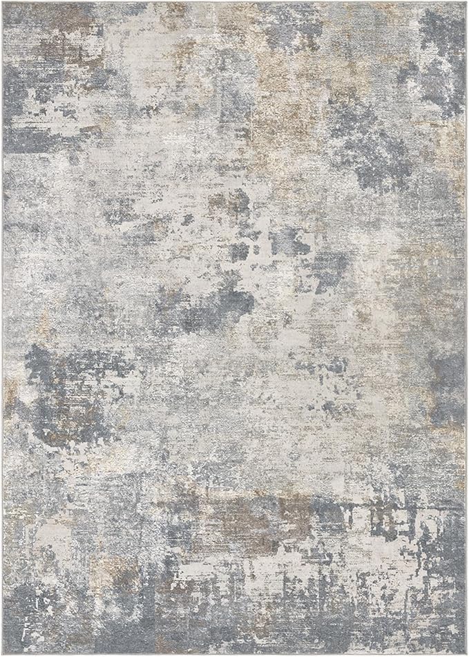 UERMEI 9x12 Area Rug Living Room Rugs - Washable Neutral Modern Abstract Soft Thin Large Rug Indoor Floor No Slip Rug Carpet for Bedroom Under Dining Table Home Office Decor - Blue Grey