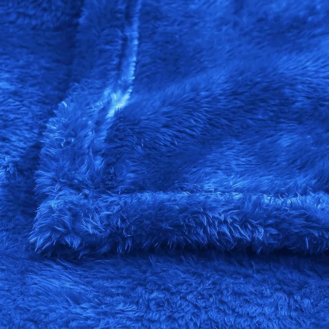 Exclusivo Mezcla Plush Fuzzy Fleece Throw Blanket, Super Soft, Fluffy and Warm Blankets for Couch, Bed, All Season Use (40x50 Inches, Cobalt Blue)
