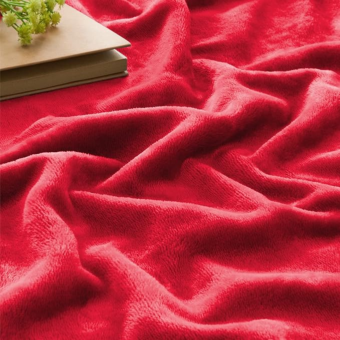 BEDELITE Fleece Blanket Red Full Blankets for Couch & Bed, Luxury Plush Cozy Fuzzy Blanket 84" x 90", Super Soft Warm Lightweight Throw Blanket for Travel Camping