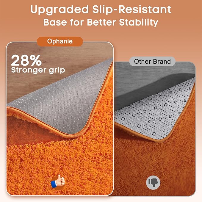 Ophanie Orange Rugs for Living Room Bedroom, 5x8 Fluffy Fuzzy Furry Carpet, Plush Soft Shaggy Bedside Indoor Floor Area Rug for Kids Girls Boys Baby Teen Dorm Nursery Home Decor Aesthetic