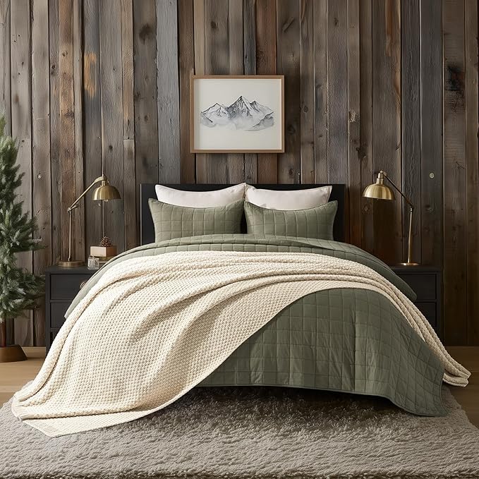 EVERGRACEHOME Chunky Chenille Knit Throw Blanket for Couch, Soft Luxurious Oversized King Moss Stitch Blanket for Bed, Large Cozy Farmhouse Knitted Throw for Sofa, Beige, 92" x 108"