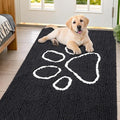 Smiry Dog Door Mat for Muddy Paws, Absorbent Dirt Trapper Non Slip Quick Dry Washable Chenille Mat for Mud Dogs, Entry Rug for Indoor and Outdoor (54x32 Inches, Black and White)
