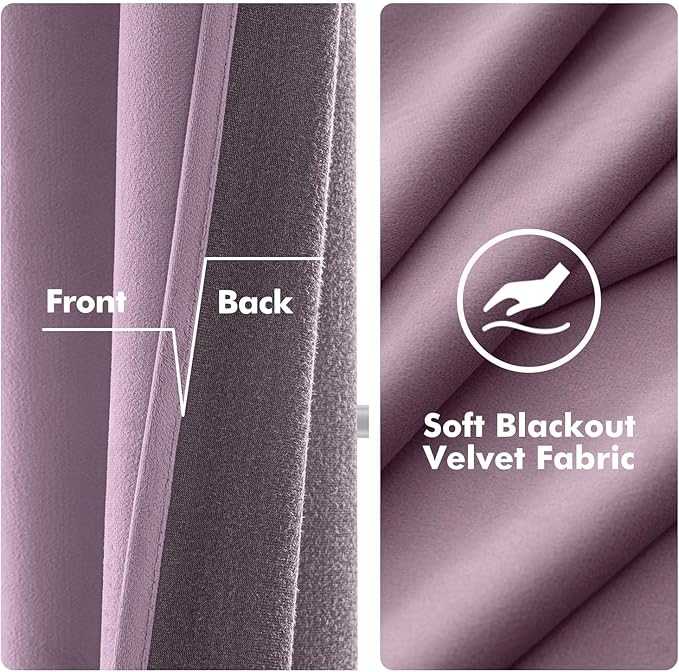 MIULEE Velvet Curtains Lavender Light Purple Elegant Grommet Thermal Insulated Soundproof Room Darkening Curtains/Drapes for Classical Living Room Bedroom Decor 52 x 108 Inch Set of 2