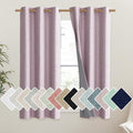 NICETOWN Pink Vintage Linen 100% Blackout Curtains for Classroom, Thermal Insulated Curtains 63" Long, Noise Reducing Window Treatment Drapes for Gym Room, 42" Wide Per Panel, Set of 2