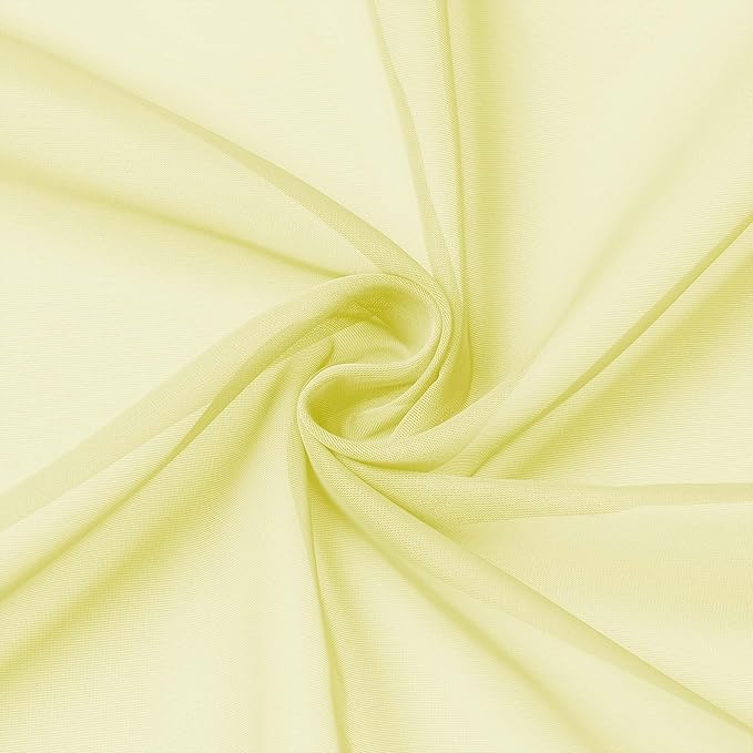 OWENIE Short Sheer Curtains for Bedroom Living Room 54 Inch Length 2 Panels Set, Soft Solid Light Filtering Sheer Curtain for Small Window, 2 Pcs Total 84 Width 54 Long, Light Yellow