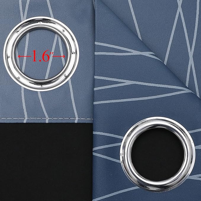 Estelar Textiler Navy Blue and Greyish White Blackout Curtains 54 Inch Length, Light Blocking Gradient Grommet Drapes for Kitchen, Thermal Insulated Ombre Curtains for Bathroom,42Wx54L,2 Panels