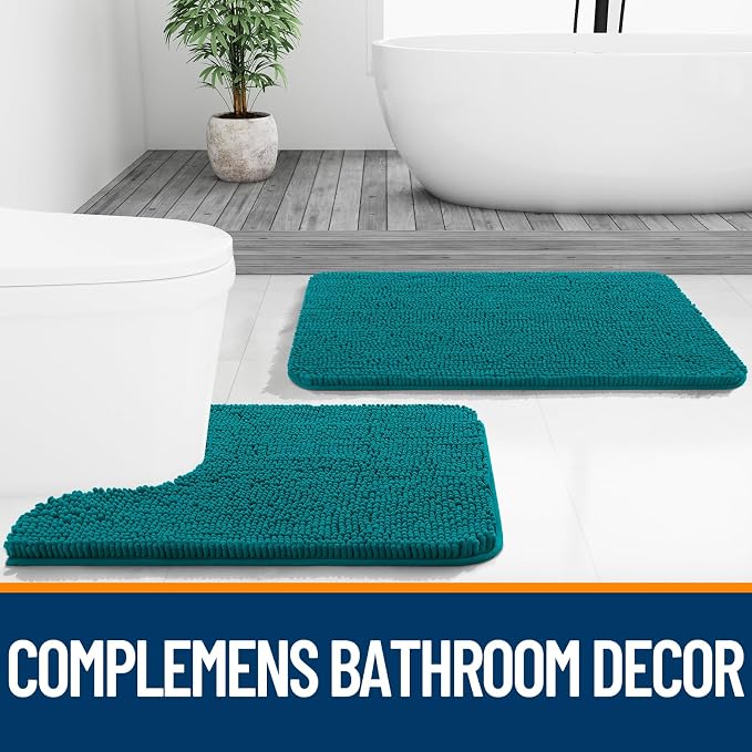 OLANLY Bathroom Rugs 24x16, Extra Soft Absorbent Chenille Bath Rugs, Rubber - Image 8