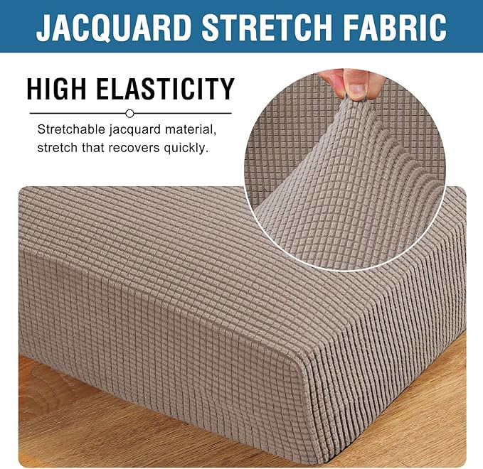 H.VERSAILTEX Stretch Couch Cushion Covers Individual Seat Sofa Chair Slipcovers Cushion Protector Cover Featuring Jacquard Textured Twill Fabric(1 Cushion Chair Cover, Taupe)