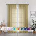 OWENIE Gold Sheer Curtains 72 Inches Long 2 Panels Set, Transparent Light Filtering Sheer Curtain Rod Pocket Clear Drapes for Living Room Bedroom Window Sliding Glass Door, Each 42 x 72 Inch, Gold