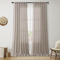 Nanspring Stone Beige Linen Curtains for Living Room 108 Inches Long Simple Modern Light Filtering Semi Sheer Curtain Back Tab Farmhouse Floor to Ceiling High Window for Bedroom 52x108, 2 Panels