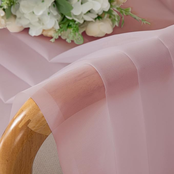 OVZME Blush Pink Sheer Curtains 108 Inches Long 2 Panels - Soft Light Filtering Window Sheer Panels for Living Room/Bedroom, Top Dual Rod Pocket, 1 Pair, Each 42Wx108L Inches