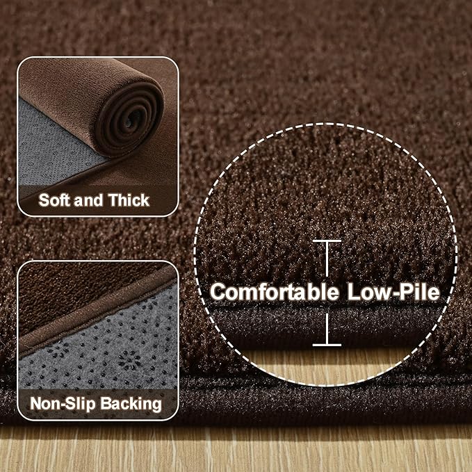Amearea Large Modern Area Rugs for Bedroom Living Room, 6x9 Feet Brown Thickened Memory Foam Rug, Fluffy Indoor Washable Rugs Non Slip Minimalist Carpet for Boys Girls Dorm Nursery Room Decor