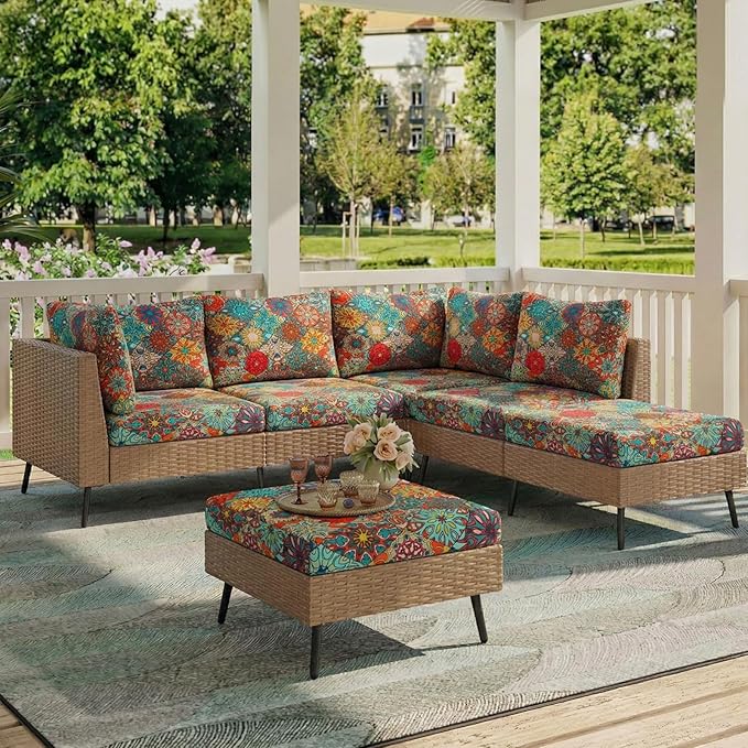 hyha Printed Couch Cushion Covers, Floral Sofa Covers Washable for 3 Cushion Couch, Stretch Pattern Outdoor Cushion Covers for Patio Furniture with Elastic Bottom(3 Packs, Diamond Mandala)