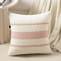 Fancy Homi Set of 1 Boho Pink Euro Decorative Throw Pillow Cover 26x26 Inch for Couch Bed Bedroom, Aesthetic Modern Organic Farmhouse Room Decor, Soft Cotton Accent Macrame Woven Cushion Case