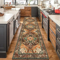 Yamaziot Washable Runner Rug, 3x10 Non-Slip Boho Vintage Hallway Rug with Rubber Backing, Low Pile Faux Wool Distressed Carpet Runner for Bedroom, Kitchen, Laundry, Entrance