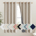 NICETOWN Oatmeal Vintage Open Linen Weave Flax Thermal Curtains, 100% Blackout Curtains 45" Long for Dining Room, Soundproof Window Treatment Drapes for Hall Room, 52" Wide Per Panel, Set of 2