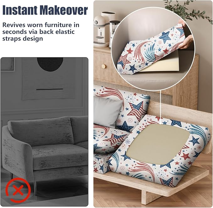 8Pcs Stretch Patio Cushion Covers, Outdoor Couch & Sofa Replacement Slipcovers for Patio Furniture Cushion Covers, Washable Reusable Furniture Protector