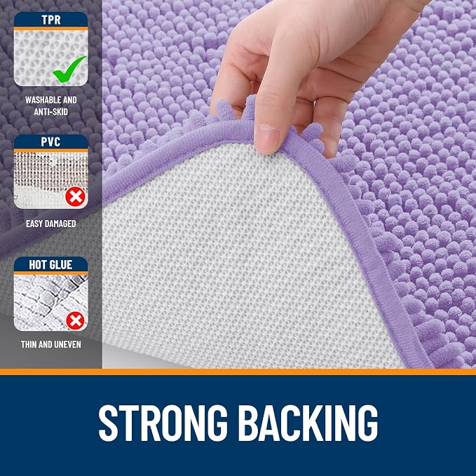 OLANLY Bathroom Rugs 36x24, Extra Soft Absorbent Chenille Bath Rugs, Rubber - Image 6