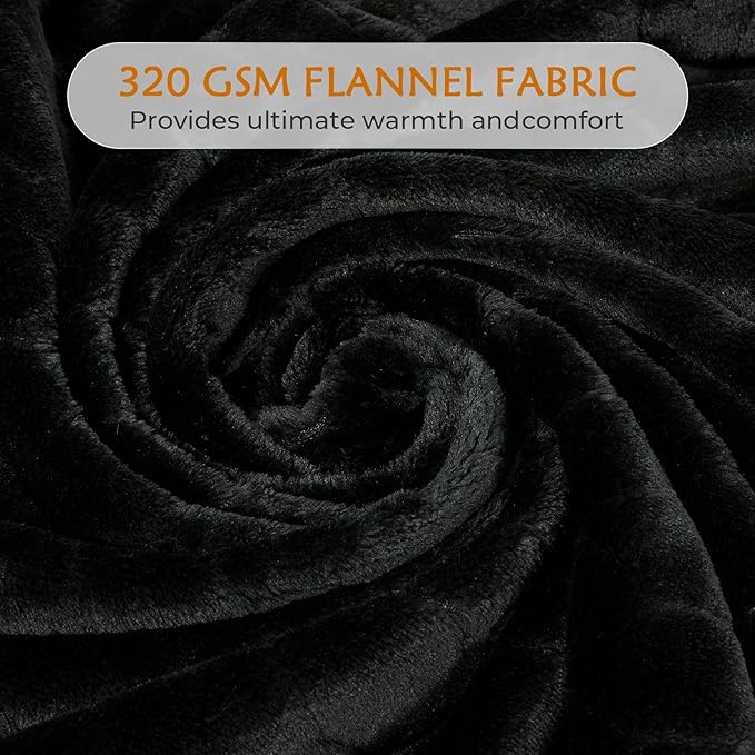 TOONOW Fleece Blanket Fuzzy Plush Throw Blanket 50" x 60", Super Soft Fluffy Bed Blanket Geometric Pattern Comfy Microfiber Flannel Blankets for Couch, Bed, Sofa, Black