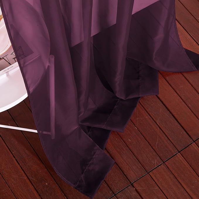 NICETOWN Voile Red Sheer Curtains 84 Inches Long, Grommet Airy & Lightweight Window Draperies Translucent Elegant Panels for Living Room/Bedroom, Burgundy Red, W54 x L84, Set of 2