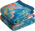 MSGKV Boho Throw Blanket for Couch 50"x60" Cotton Blanket with Floral and Bird Spring Breathable Lightweight Farmhouse Decorative Blankets for Sofa Muslin All Seasons