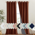 NICETOWN 100% Absolutely Blackout Linen Curtains with Thermal Insulated Liner, 52" Wide, 2 Panels, 120" Long Drapes, Grommet Retro Burnt Orange Linen Curtains Vertical Drapes Privacy for Bedroom