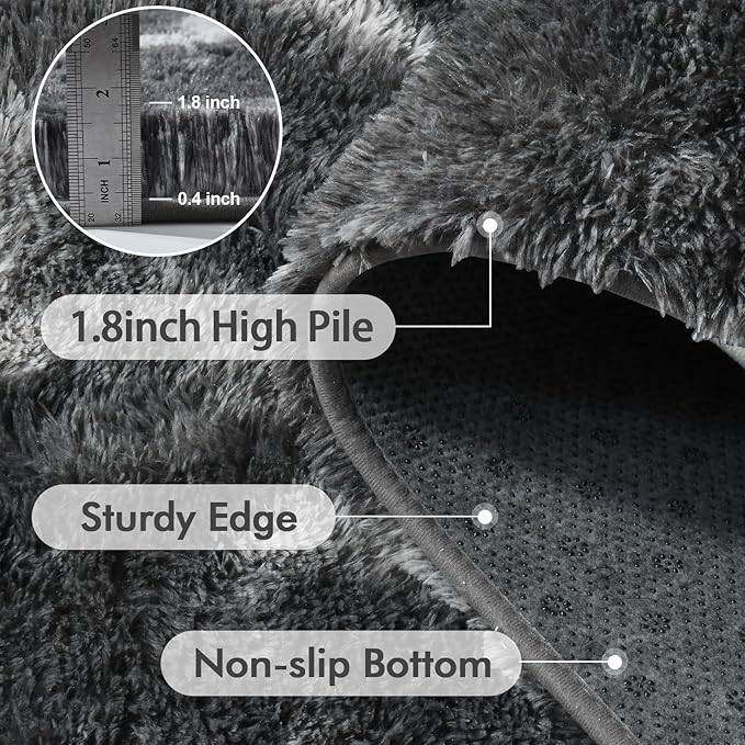 6x9 Ft Large Shag Rugs for Living Room Decor, Tie-Dyed Ultra Soft Fluffy Furry Area Rugs for Bedroom Indoor Floor, Aesthetic Carpet for Kids Home (Grey)
