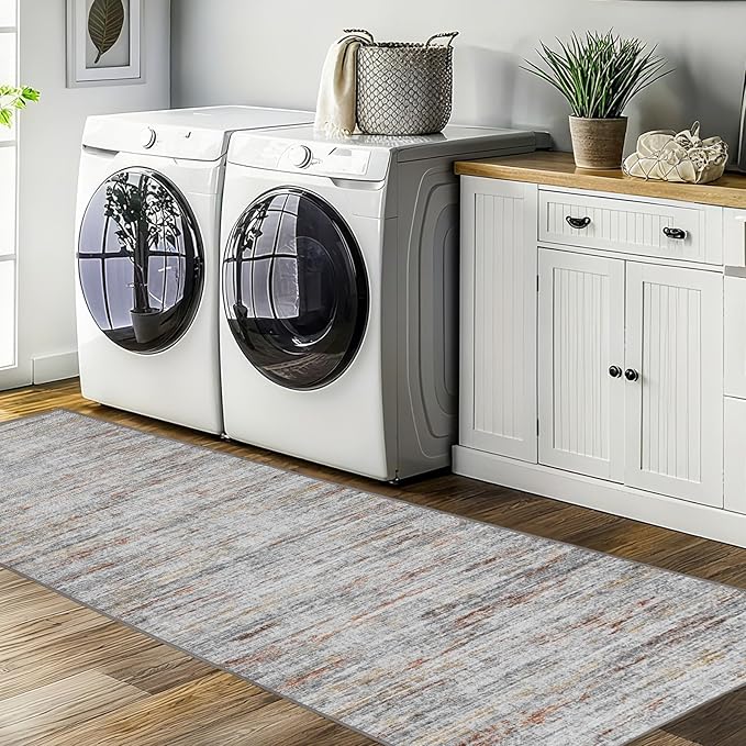 Kitchen Runner Rug 2.5x8 Runners for Hallways，Abstract Washable Runner Rugs Non-Slip Backing Rug Runner, Stain Resistant 8ft Runner Rug,Soft Floor Carpet Rugs for Bedroom，Laundry Room