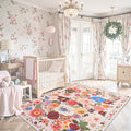 Pink/Beige Living Room Rugs, Area Rugs 5x8 Rug for Bedroom Ultra-Thin Soft, Non-Slip Washable Rugs Stain Resistant Boho Rug Low-Pile Throw Rug for ‎Dining Room Office (5 x 8, Beige/Pink)