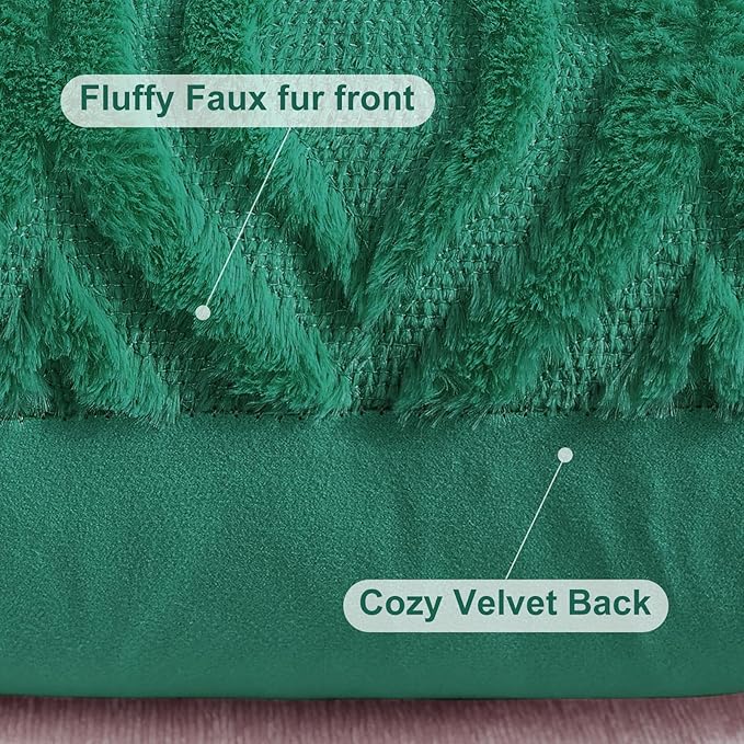 decorUhome Throw Pillow Covers 20x20 Inch Set of 2, Soft Plush Faux Wool Green Solid Couch Pillow Covers, Accent Farmhouse Neutral Square Pillow Cases for Sofa Bed Living Room
