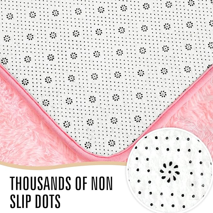 LOCHAS Ultra Soft Indoor Modern Area Rugs Fluffy Living Room Carpets for Children Bedroom Home Decor Nursery Rug 5.3x7.5 Feet, Pink