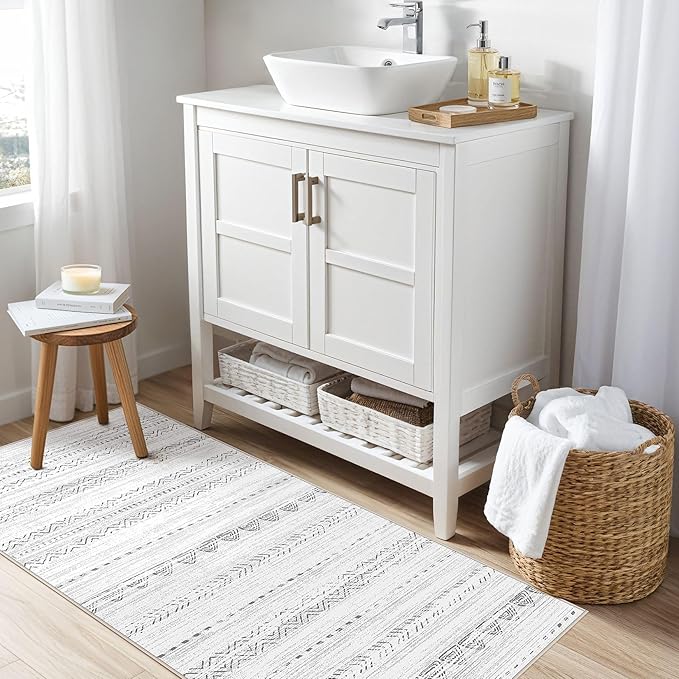 Nakagishi 2X4 Rug Washable Area Rug: Small Soft Boho Farmhouse Neutral Moroccan Non Slip Indoor Low Pile Accent Floor Throw Carpet for Bedroom Bathroom Entryway Kitchen Hallway Closet Home Door - Grey