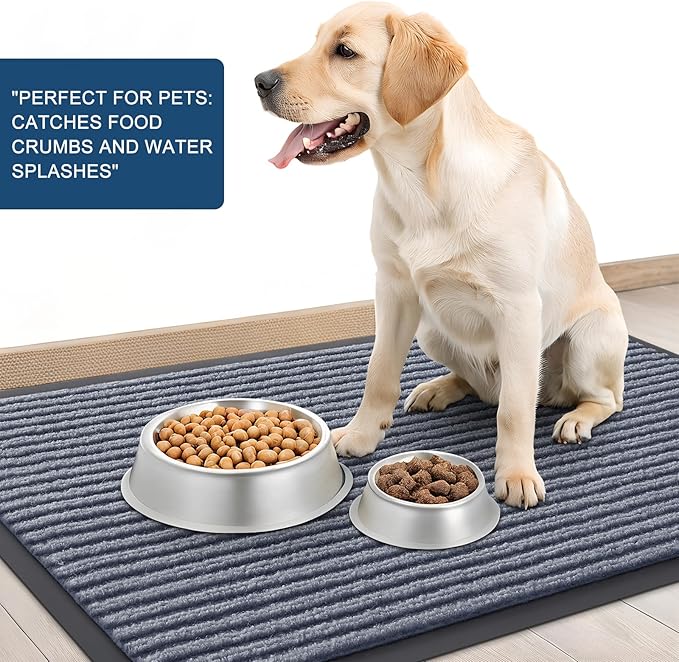 OLANLY Front Door Mat Indoor Outdoor Entrance, 2-Pack 71 x 47 Inch, Waterproof Heavy Duty Doormat, Fade Resistant, Low Profile, Easy Clean Patio Porch Welcome Floor Mats for Entry, Ash Grey