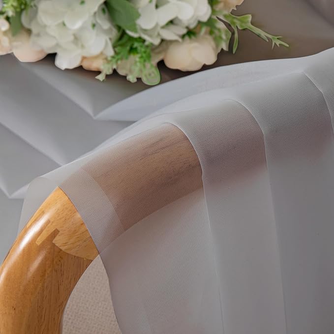 OWENIE Light Grey Sheer Curtains 78 inches Long 2 Panels Set for Bedroom Living Room, Soft Solid Living Room Sheer Curtain, Rod Pocket Light Filtering Farmhouse Curtains, 2 Pcs Each 42“ W x 78" L