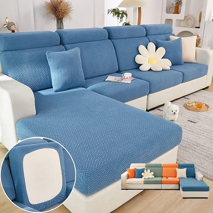 Soothing Home Sofa Covers, Sofa Hero Covers, Wear-Resistant Universal Couch Covers Washable Stretch Sectional Couch Cushion Covers (Blue,Back Cover L)