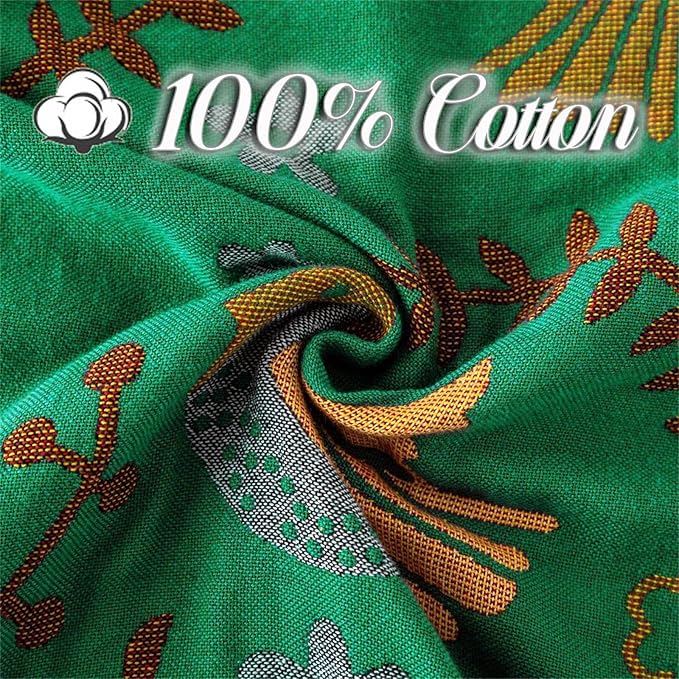 Green Fall Blanket 60''x 80'' Boho Throw Blankets for Couch Bed Chair,100% Cotton Quilts Christmas Warm Soft Blanket Muslin Bed Blankets Farmhouse Decoration