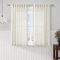 Nanspring Cream Linen Back Tab Rod Pocket Curtains 52 Inch Length for Small Windows 2 Panels Set Privacy Semi Sheer Neutral Modern Farmhouse Window Curtain Linen Drapes Rustic Curtain Natural 52x52