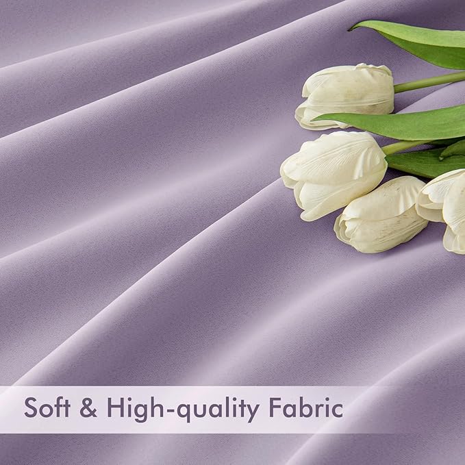 MIULEE Lilac Back Tab Blackout Curtains 72 Inches Long 2 Panels Set for Living Room Bedroom Privacy, Rod Pocket/Pinch Pleat Thermal Insulated Room Darkening Pleated Light Blocking Drapes