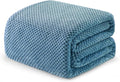 Exclusivo Mezcla Fleece Bed Blanket Twin Size, Super Soft and Warm Blankets for Couch, Sofa and Bed Waffle Textured, Cozy, Fuzzy and Lightweight (Slate Blue, 90x66 Inches)