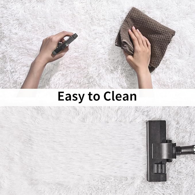 Soft Runner Rugs for Bedroom Hallways, 2x6 White Fluffy Shag Throw Area Rug Non Slip for Bedside Dorm, Long Shaggy Furry Carpet for Nursery Living Room