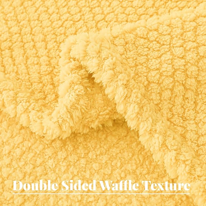Whale Flotilla Twin Size Fuzzy Fleece Blanket for Bed, 60x80 Inch Fluffy Warm Soft Jacquard Blankets for All Season, Lightweight and Cozy, Yellow