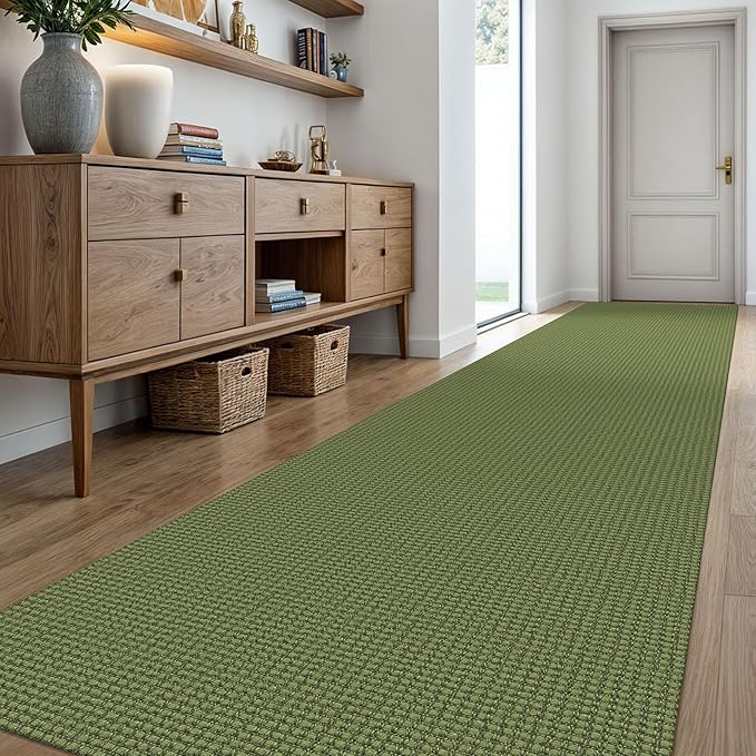 KOZYFLY Extra Long Runners for Hallways 3x18 ft Washable Kitchen Runner Non Slip Rubber Backed Hallway Rug Cotton Entryway Runner Rug Floor Carpet for Indoor Hall, Kitchen, Bright Green/Earthy Green