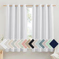 NICETOWN 100% Absolutely Blackout Linen Curtains with Thermal Insulated White Liner, White, 52 inches Wide, 48 inches Length Energy Saving Curtains for Cupboard 2 Panels Set, Vertical Blinds
