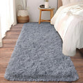 Soft Runner Rugs for Bedroom Hallways, 2 Packs 2x6 Grey Fluffy Shag Throw Area Rug Non Slip for Bedside Dorm, Long Shaggy Furry Carpet for Nursery Living Room