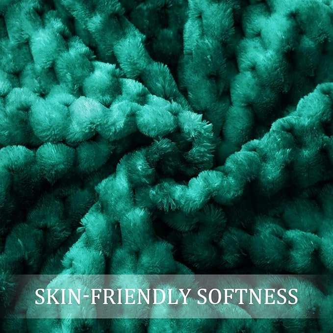 Exclusivo Mezcla Fleece Throw Blanket for Couch, Extra Large Fuzzy Tie-dye Teal Bed Blankets, Soft Cozy Plush Sofa Throws for All Seasons, 50x70 Inches