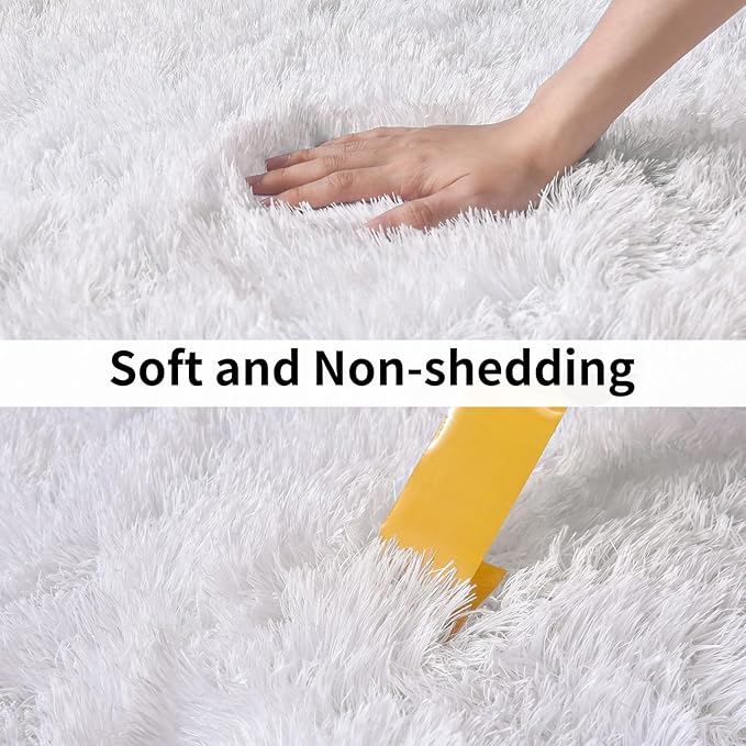 Soft Runner Rugs for Bedroom Hallways, 2x6 White Fluffy Shag Throw Area Rug Non Slip for Bedside Dorm, Long Shaggy Furry Carpet for Nursery Living Room