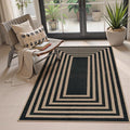 Lahome Enfys Modern Geometric Easy Jute Outdoor Rug, 3x5 Black Indoor Outdoor Carpet for Living Room Entryway, Farmhouse Non Slip Non Shedding Washable Area Rug for Patio Courtyard Bedroom
